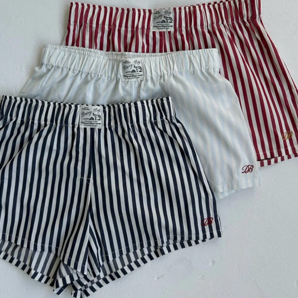 Dairy Boy Fitted Boxer Short Set - Candy Stripe